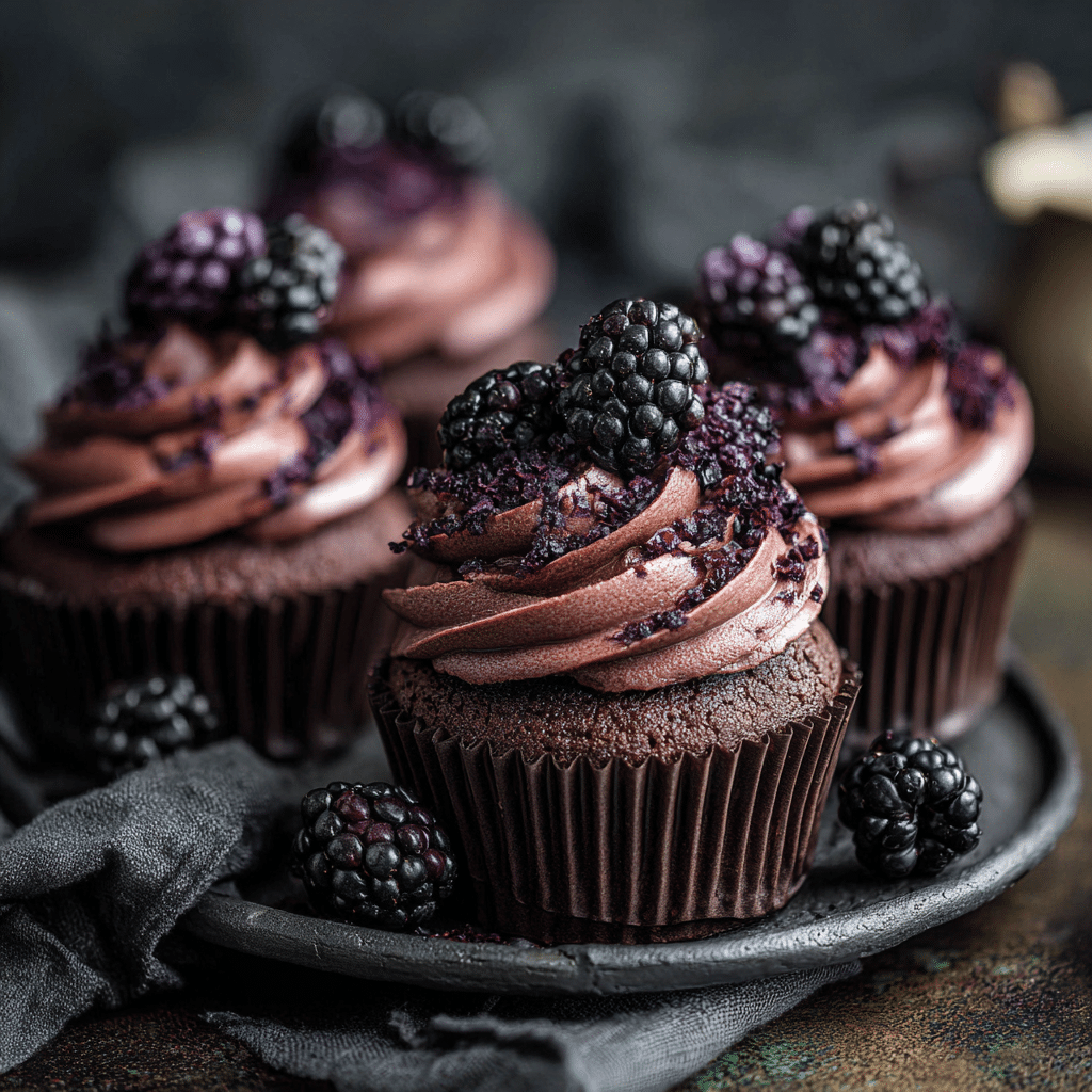Dark Chocolate Blackberry Cupcakes
