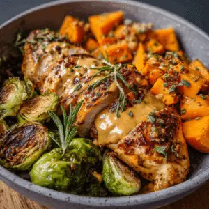Maple Dijon Chicken & Sweet Potato Bowls