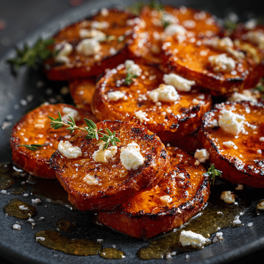 Roasted Sweet Potato Rounds with Honey & Feta