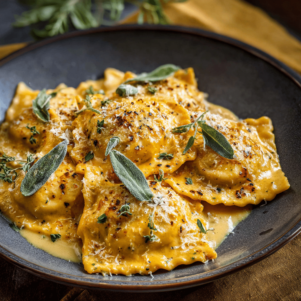 Creamy Pumpkin Ravioli Pasta