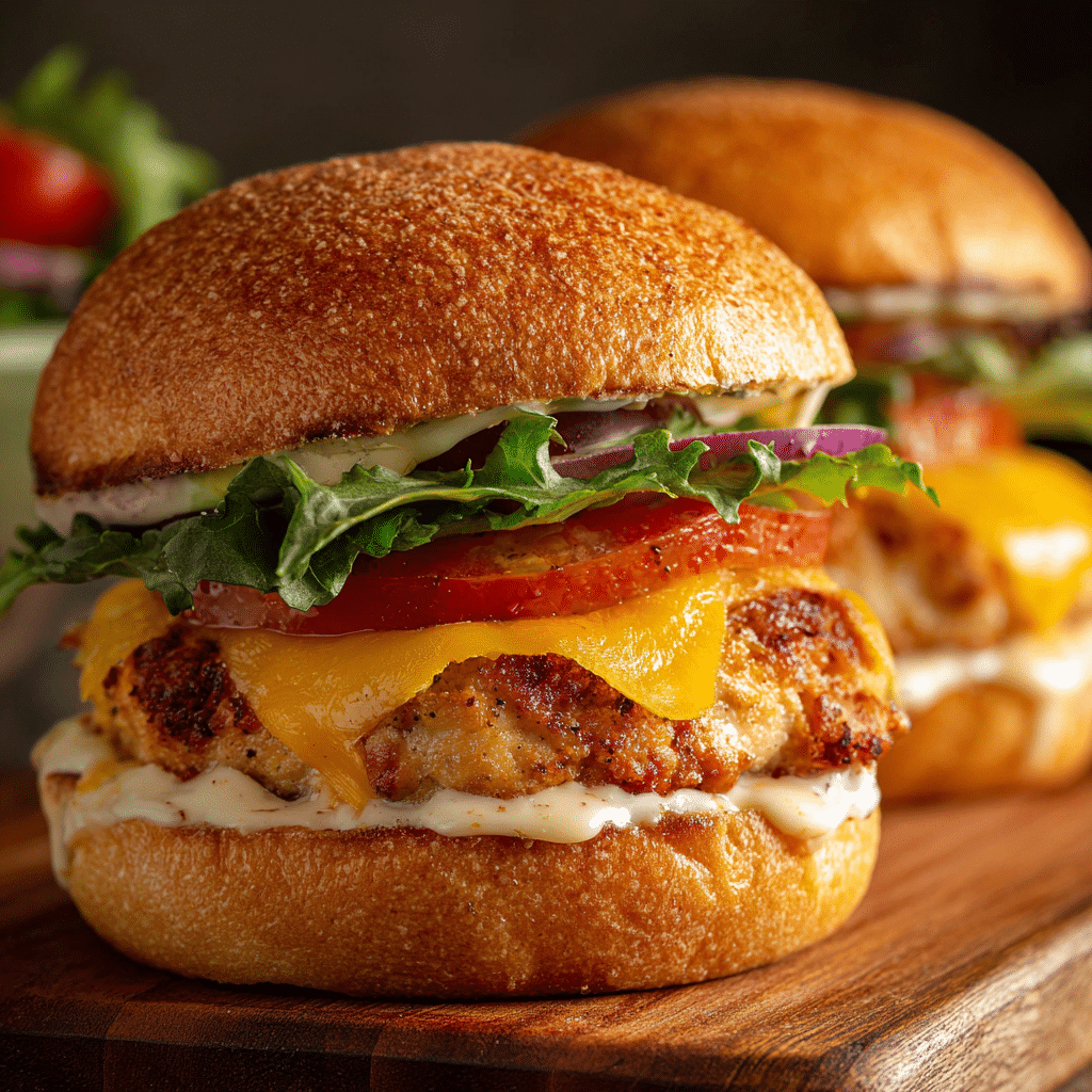 Cheddar Ranch Chicken Burgers