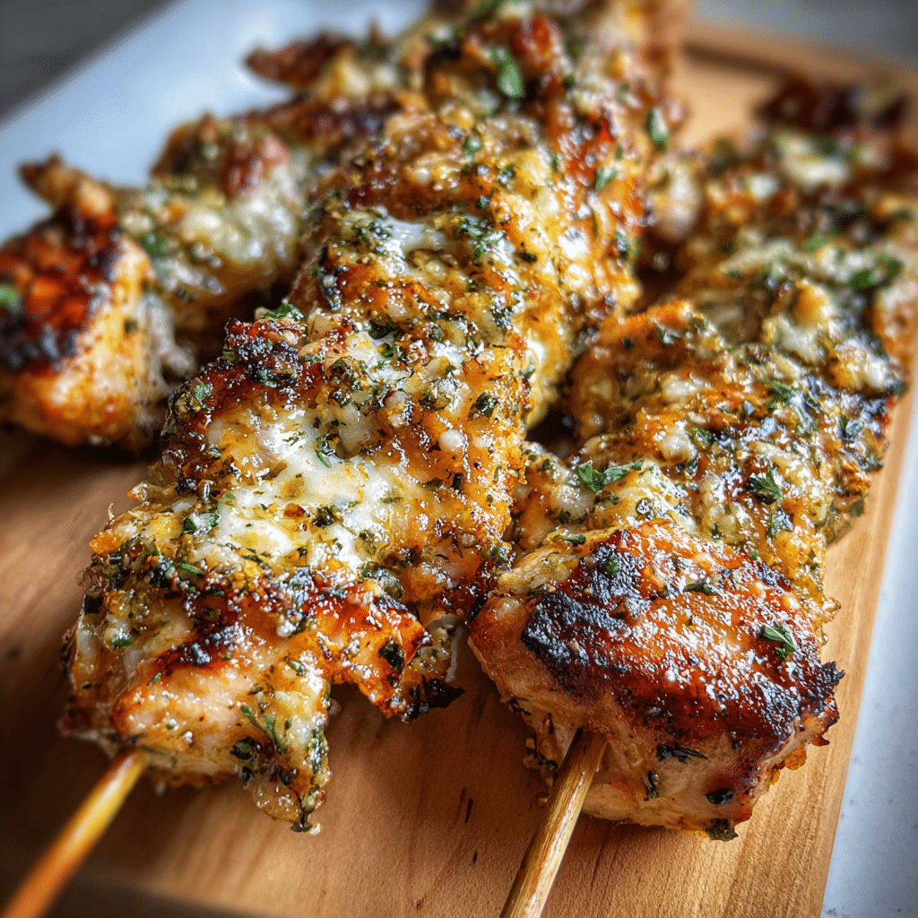 Ranch Garlic Parmesan Chicken Skewers