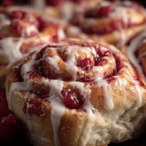 Raspberry Cinnamon Rolls with Lemon Glaze
