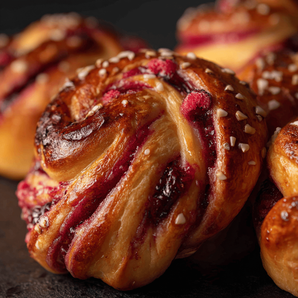 Raspberry Swirl Brioche Buns