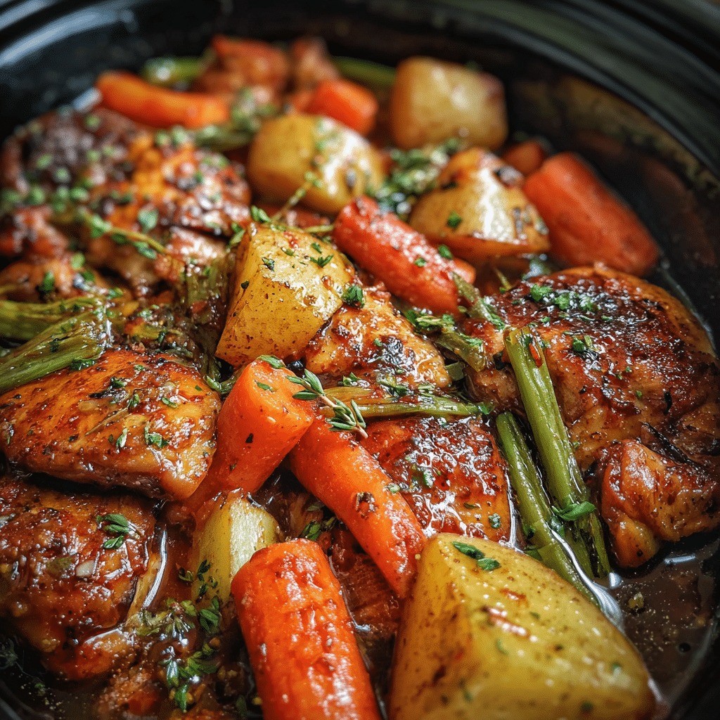 Slow Cooker Honey Garlic Chicken and Veggies