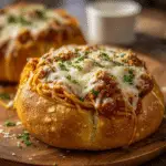 Spaghetti Garlic Bread Bowls