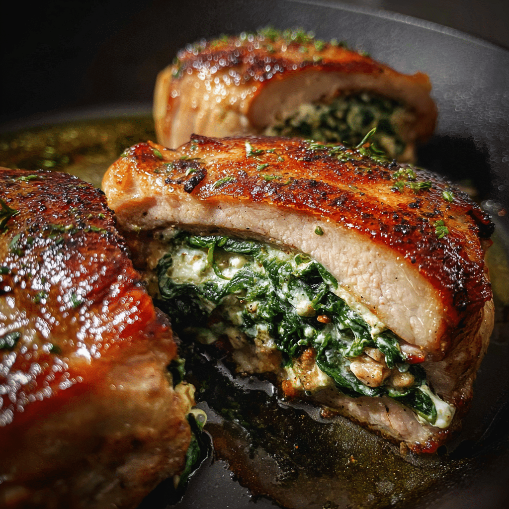 Spinach Stuffed Pork Chops