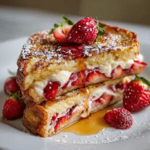 Strawberry Cream Stuffed French Toast