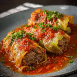 Cabbage Rolls with Ground Beef and Rice
