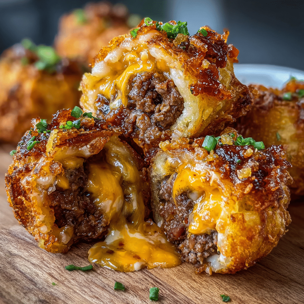 Cheeseburger Stuffed Tater Tot Cones