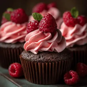 Chocolate Raspberry Cupcakes with Buttercream Frosting