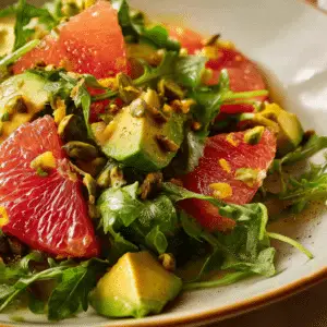 Grapefruit Avocado Salad with Pistachios and Arugula