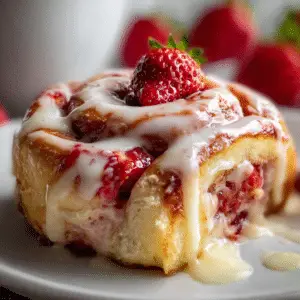 Homemade Strawberry Cinnamon Rolls with Cream Cheese Glaze