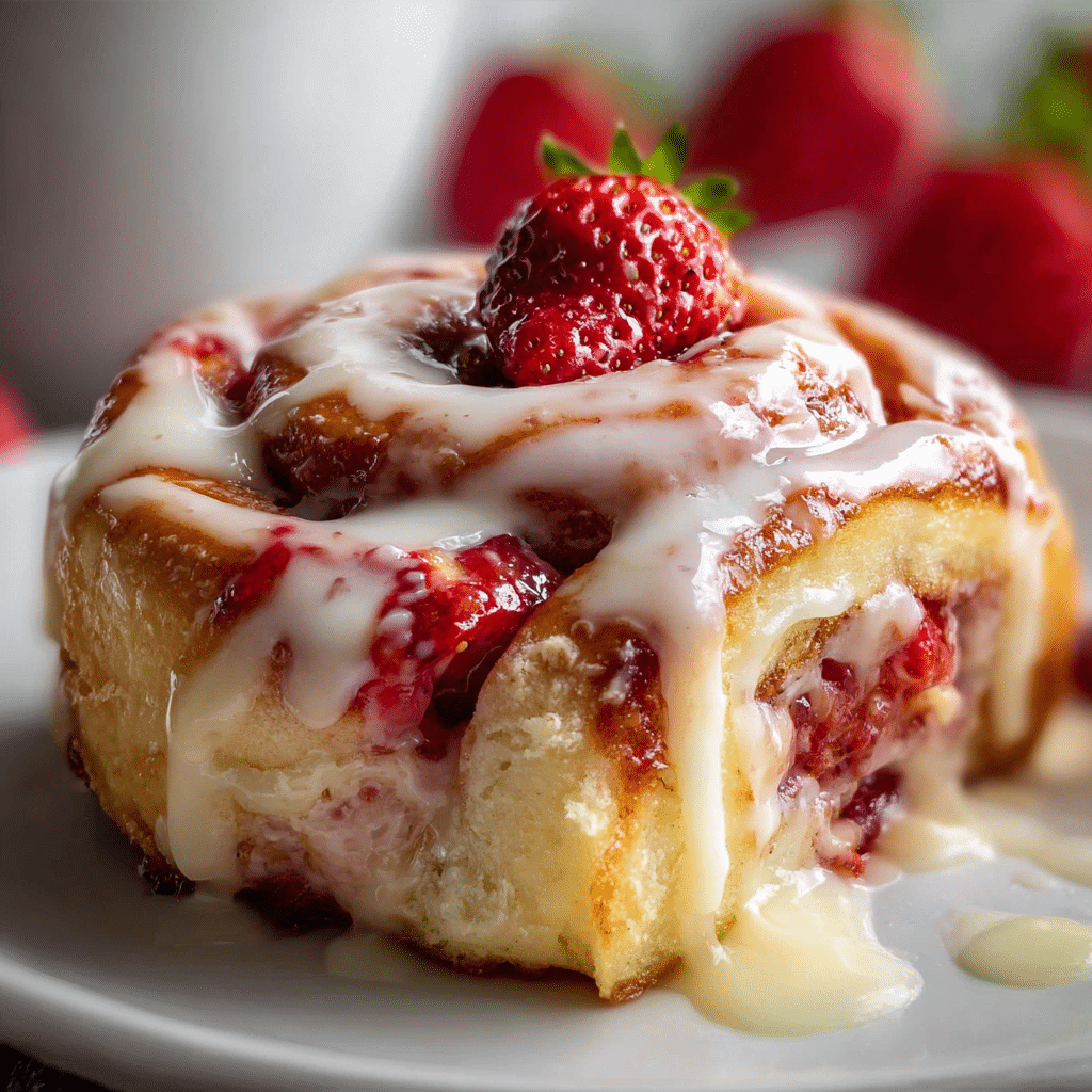 Homemade Strawberry Cinnamon Rolls with Cream Cheese Glaze