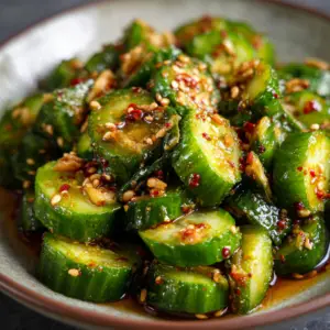 Spicy Cucumber Salad with Sesame and Garlic