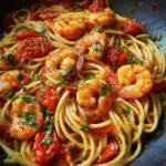Spicy Shrimp Pasta with Tomatoes and Garlic