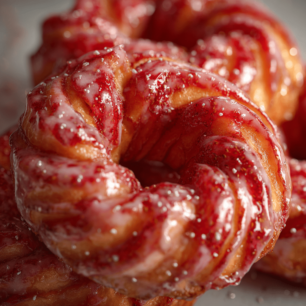 Strawberry Glazed French Crullers