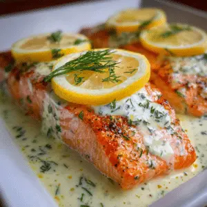 Baked Salmon with Lemon Dill Sauce