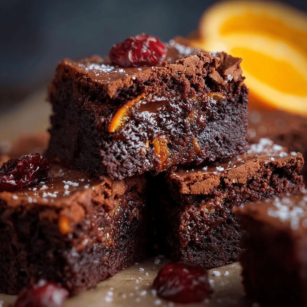 Chocolate, orange and mince pie brownies