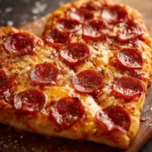 Heart-Shaped Pepperoni Pizza