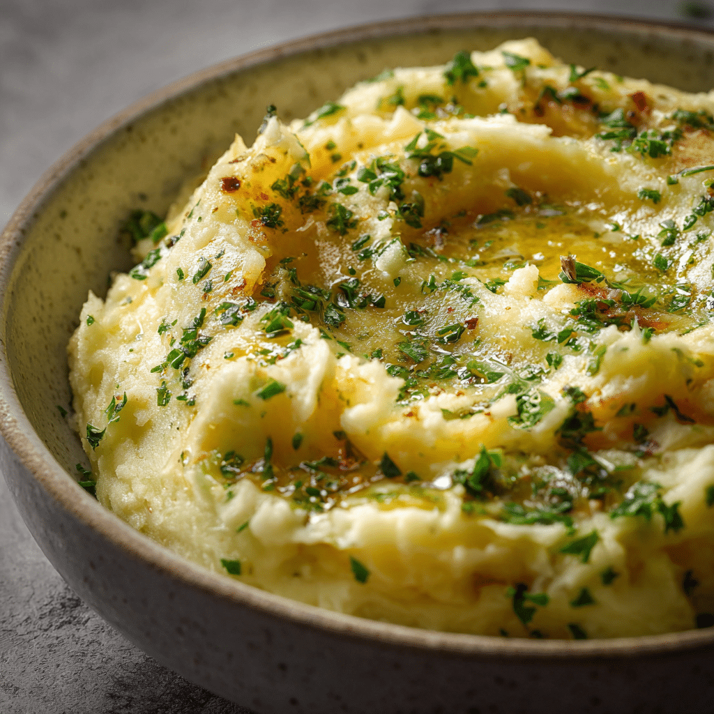 Herb Mashed Red Garlic Potatoes