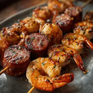 Sausage and Shrimp Skewers
