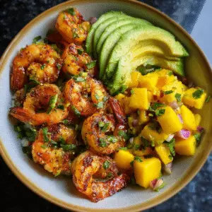 Shrimp Avocado Bowl with Mango Salsa